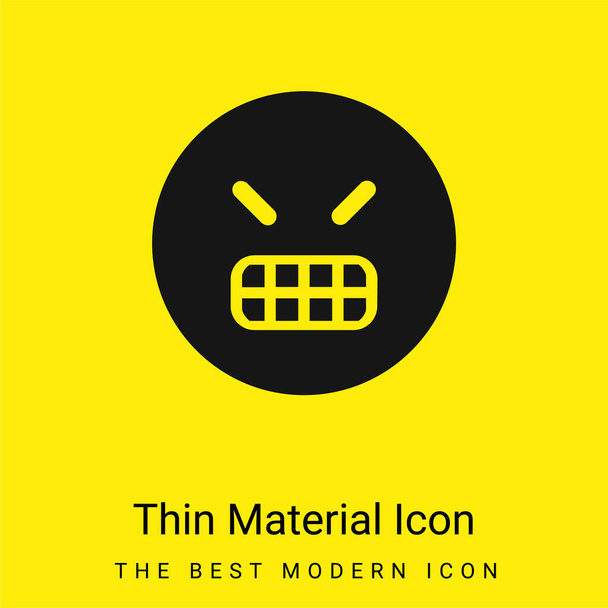 Angry Emoticon Square Face minimal bright yellow material icon - Vector, Image