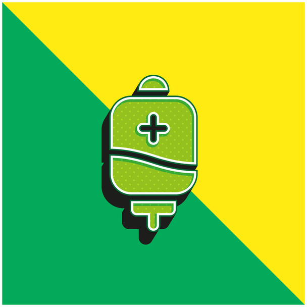 Blutbeutel Grünes und gelbes modernes 3D-Vektorsymbol-Logo - Vektor, Bild