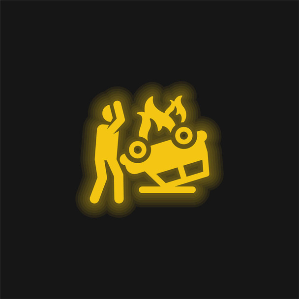 Nehodová žlutá zářící ikona - Vektor, obrázek