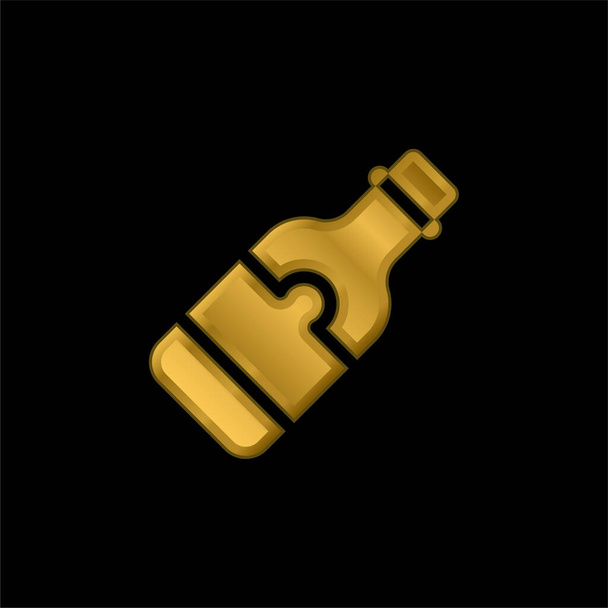 Cerveza Botella chapado en oro icono metálico o logo vector - Vector, imagen
