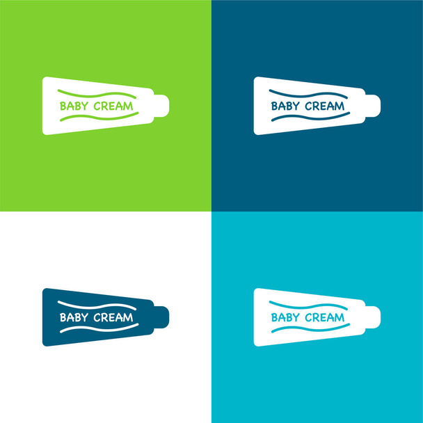 Baby Cream Variant Επίπεδη τεσσάρων χρωμάτων ελάχιστη σειρά εικονιδίων - Διάνυσμα, εικόνα