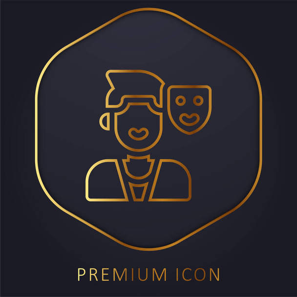 Actor línea dorada logotipo premium o icono - Vector, Imagen