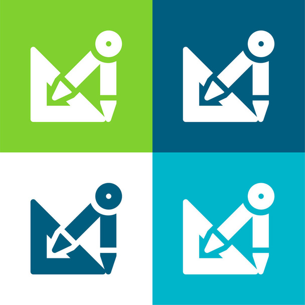 Architettura Set di icone minimali a quattro colori - Vettoriali, immagini