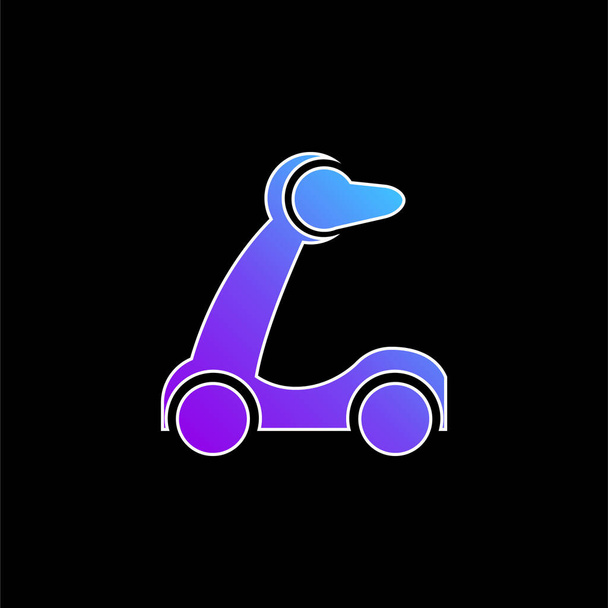 Baby Scooter Sziluett kék gradiens vektor ikon - Vektor, kép
