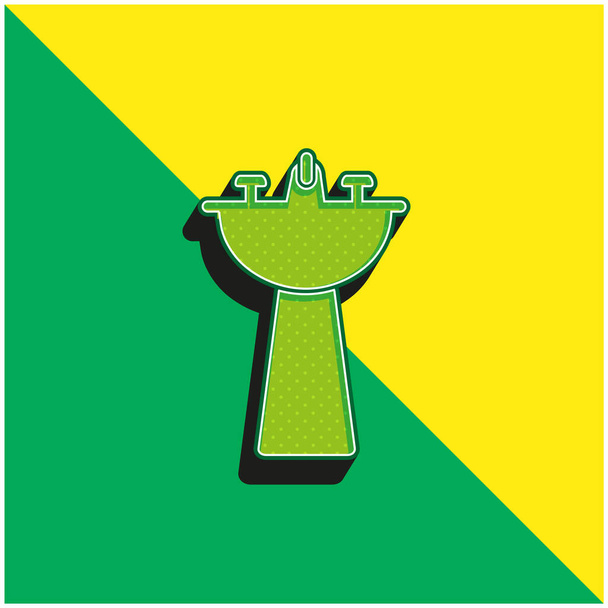 Βρύση μπάνιου Πράσινο και κίτρινο σύγχρονο 3d vector icon λογότυπο - Διάνυσμα, εικόνα