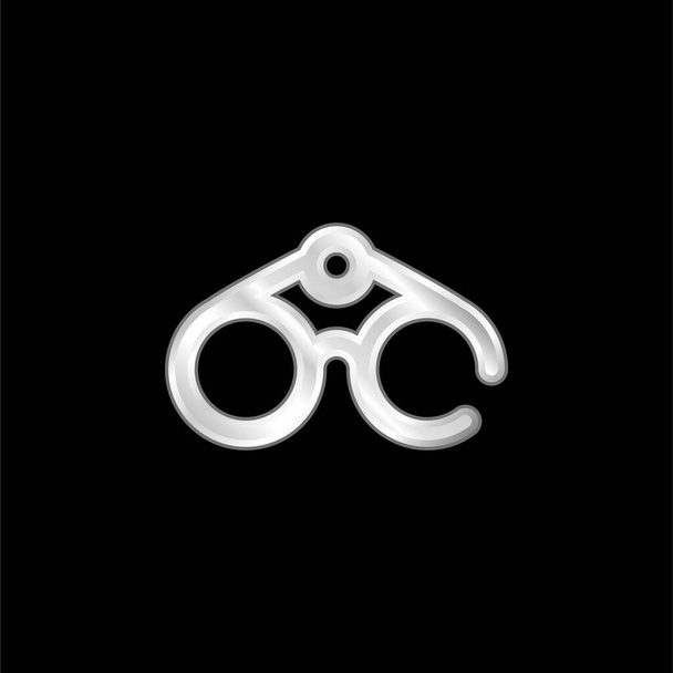 Серебристая икона бинокля - Вектор,изображение