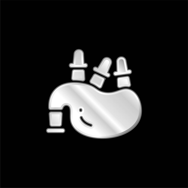 Bagpipe plateado icono metálico - Vector, imagen