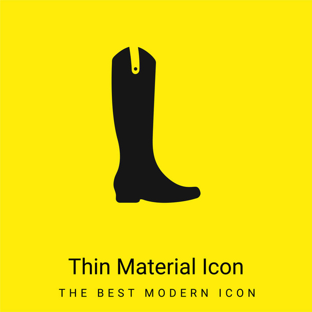 Bota alta y negra mínima brillante icono de material amarillo - Vector, Imagen