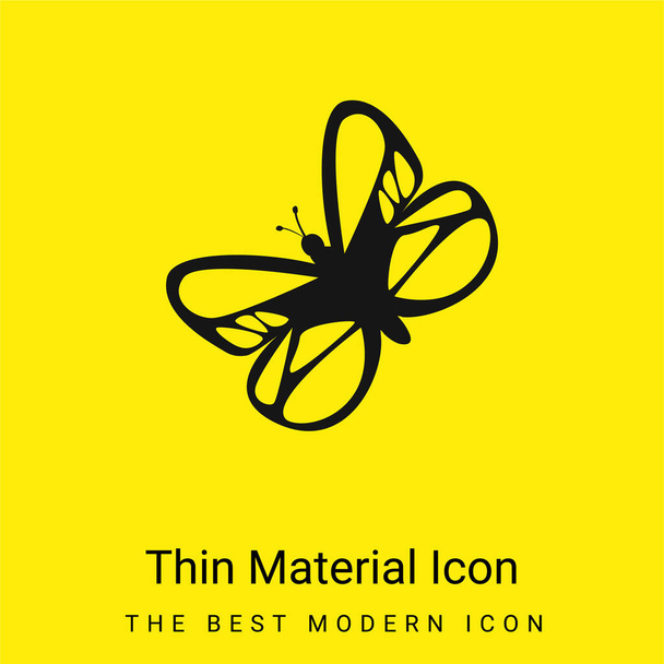 Mooie vlinder minimale helder geel materiaal icoon - Vector, afbeelding