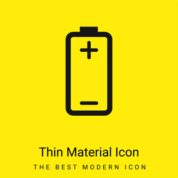 プラスとマイナス記号の正と負極最小限の明るい黄色の材料アイコンとバッテリー - ベクター画像