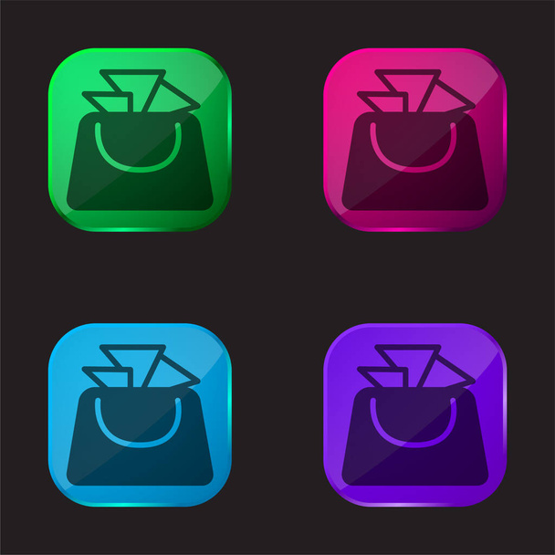 Bolsa para damas icono de botón de cristal de cuatro colores - Vector, imagen