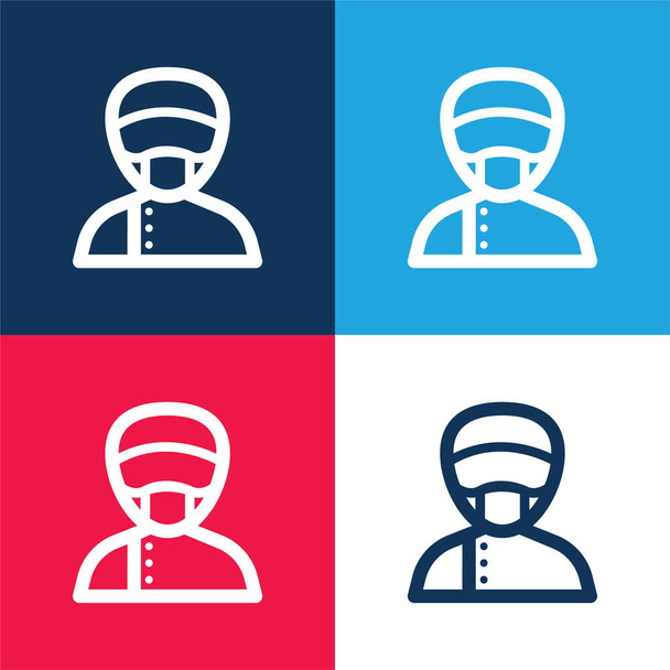 Assistente blu e rosso set di icone minime a quattro colori - Vettoriali, immagini