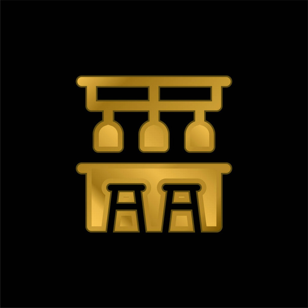 Bar Counter banhado a ouro ícone metálico ou vetor logotipo - Vetor, Imagem