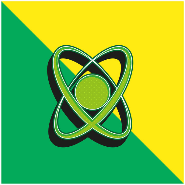 Atom Shape Zöld és sárga modern 3D vektor ikon logó - Vektor, kép
