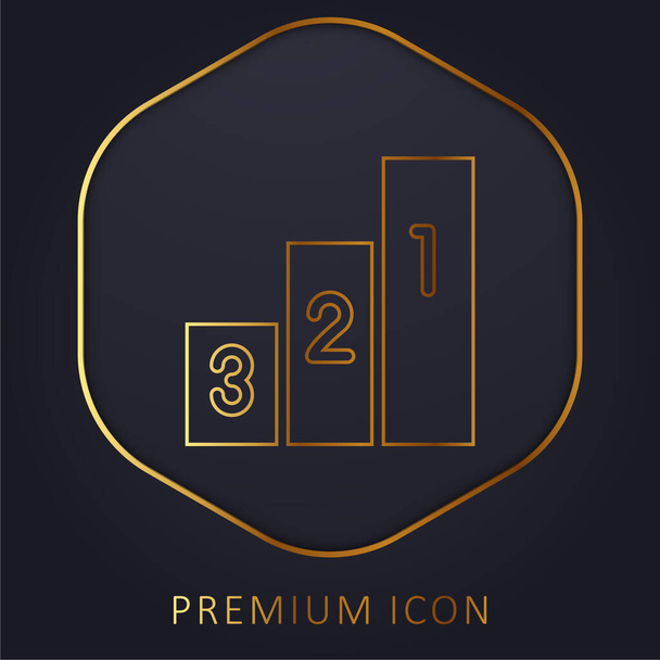 Gráfico de barras de oro logotipo de línea premium o icono - Vector, Imagen