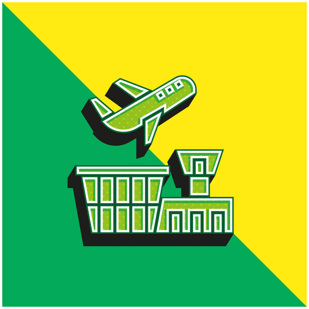 Аеропорт Зелений і жовтий сучасний 3d векторний логотип ікони - Вектор, зображення