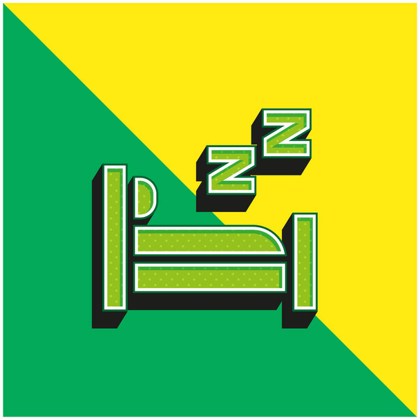 Bed Green and yellow modern 3d vector icon logo - Vector, Image
