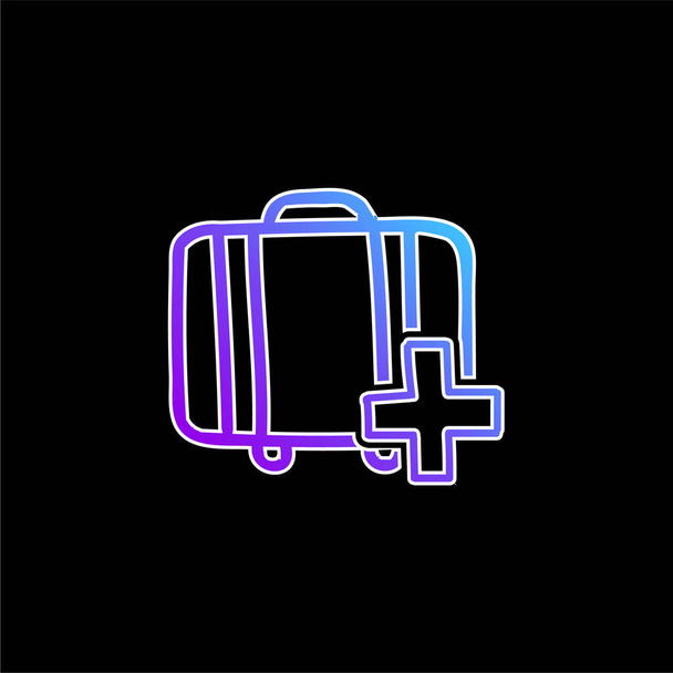 Add Suitcase Hand Drawn Symbol blue gradient vector icon - Vector, Image