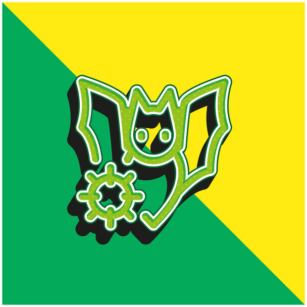 Bat Vihreä ja keltainen moderni 3d vektori kuvake logo - Vektori, kuva