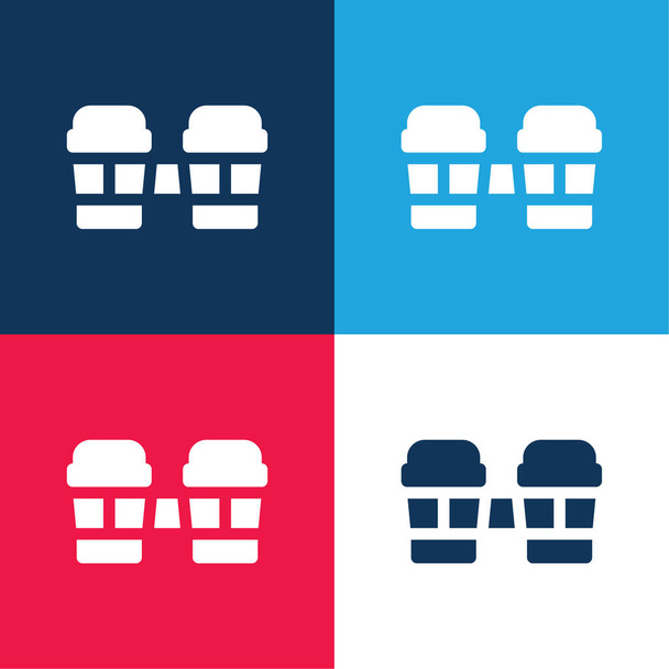Bongos azul y rojo conjunto de iconos mínimo de cuatro colores - Vector, Imagen