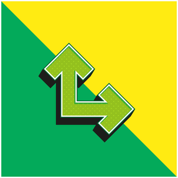 Arrows In Right Angle Green and yellow modern 3d vector icon logo - Vector, Image