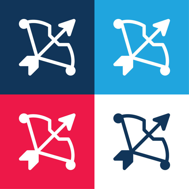 Archery blue and red four color minimal icon set - Vector, Image
