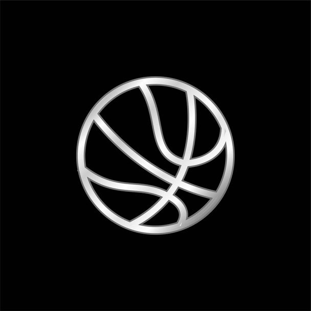 バスケットボールボールバリアント銀メッキ金属アイコン - ベクター画像