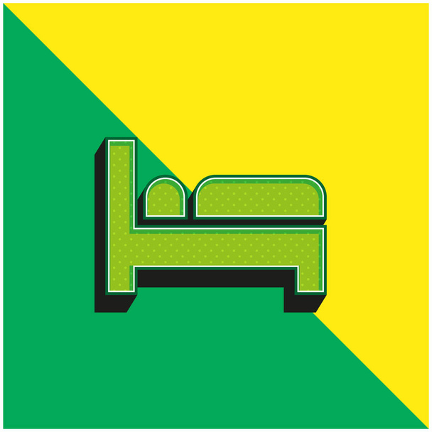 Cama verde e amarelo moderno logotipo do ícone do vetor 3d - Vetor, Imagem