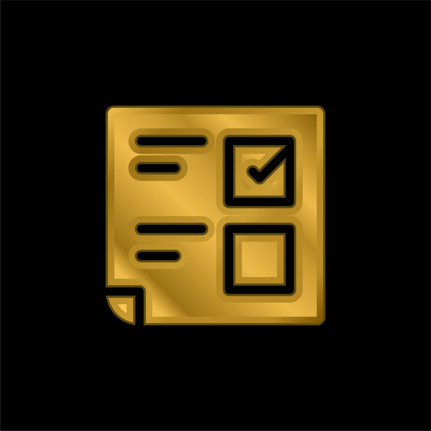 Ballot gold plated metalic icon or logo vector - Vector, Image