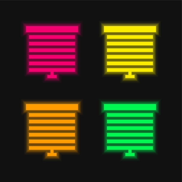 Blind four color glowing neon vector icon - Vector, Image