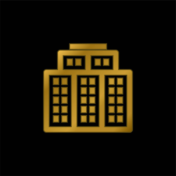 ビッグホテルゴールドメッキ金属アイコンやロゴベクトル - ベクター画像