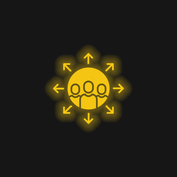 関連する黄色の輝くネオンアイコン - ベクター画像