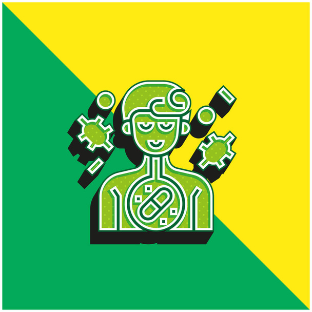 Antibiootti Vihreä ja keltainen moderni 3d vektori kuvake logo - Vektori, kuva