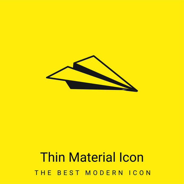 Lentokone Of Paper Sheet minimaalinen kirkkaan keltainen materiaali kuvake - Vektori, kuva