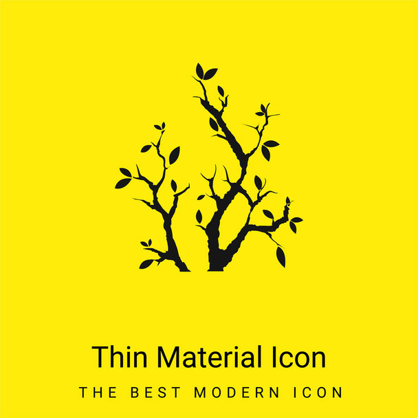 最小の明るい黄色の材料アイコンの葉を持つ枝 - ベクター画像