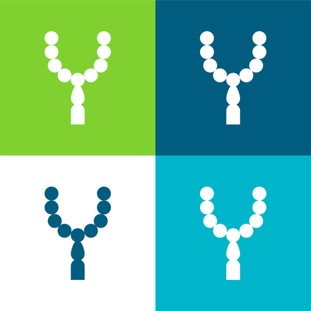 Бусины Плоские четыре цвета минимальный набор значков - Вектор,изображение