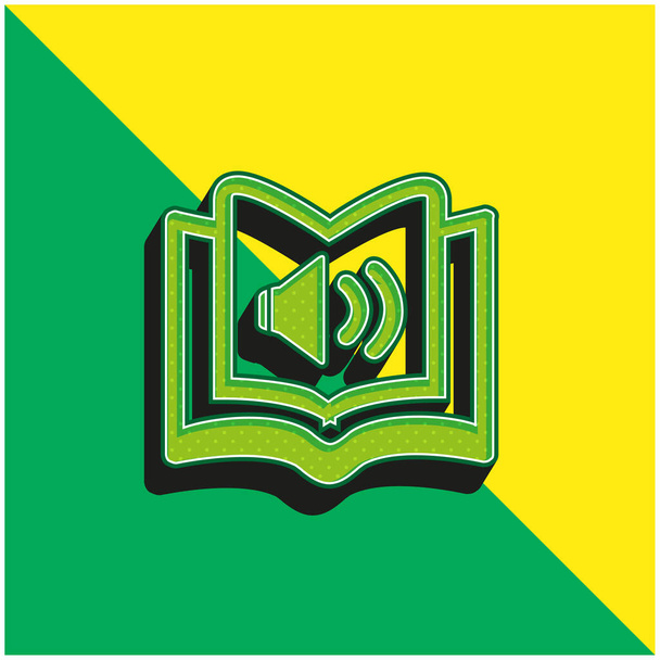 Áudio Livro Verde e amarelo moderno logotipo vetor 3d ícone - Vetor, Imagem