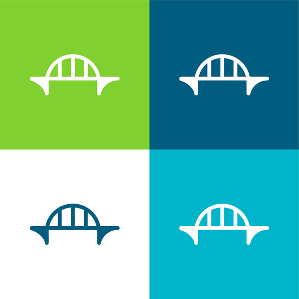 Puente plano de cuatro colores mínimo icono conjunto - Vector, imagen