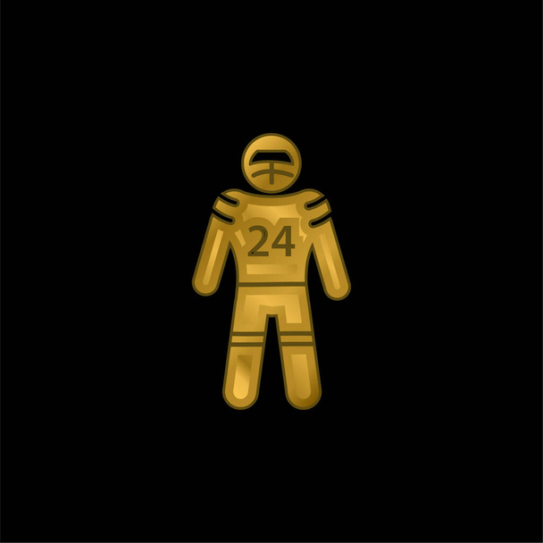 American Football Player chapado en oro icono metálico o logo vector - Vector, imagen