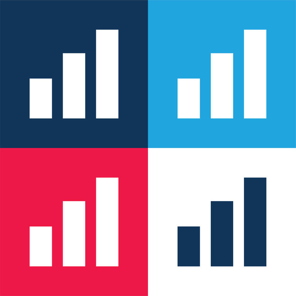 Barras azul y rojo conjunto de iconos mínimo de cuatro colores - Vector, imagen