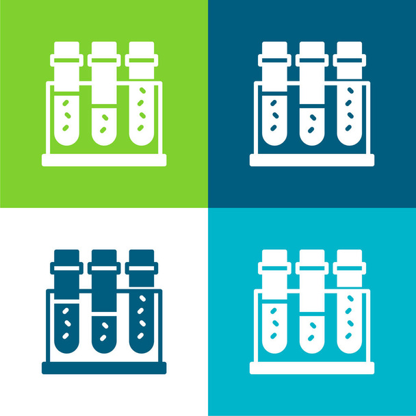 Blood Sample Flat four color minimal icon set - Vector, Image