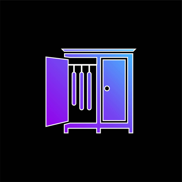 Skříň Ložnice s otevřenými dveřmi boční zavěsit oblečení modrý gradient ikona - Vektor, obrázek