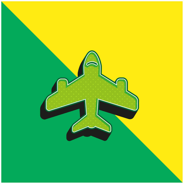 Havaalanı İşareti Yeşil ve Sarı 3D vektör simgesi logosu - Vektör, Görsel