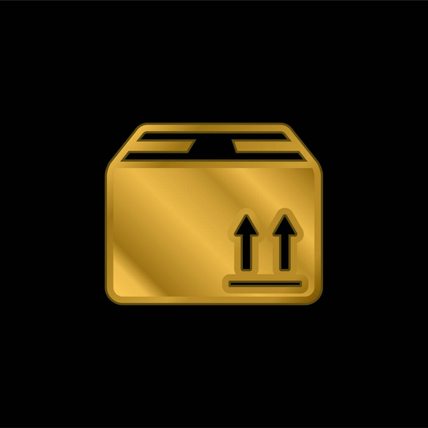 Csomagolás doboz arany bevonatú fém ikon vagy logó vektor szállítására - Vektor, kép