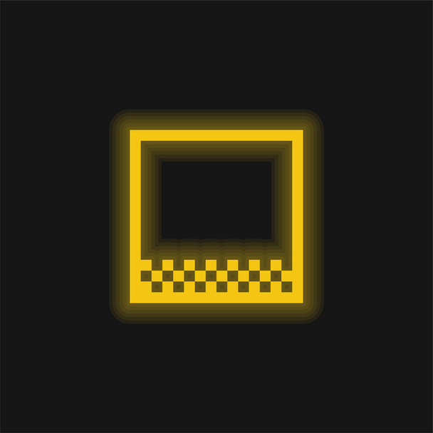 Alsó árrés sárga izzó neon ikon - Vektor, kép