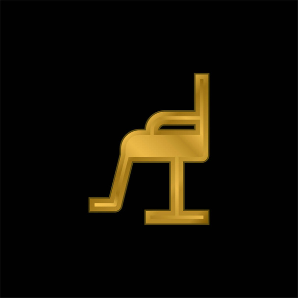 Barber Chair gold plated metalic icon or logo vector - Vector, Image