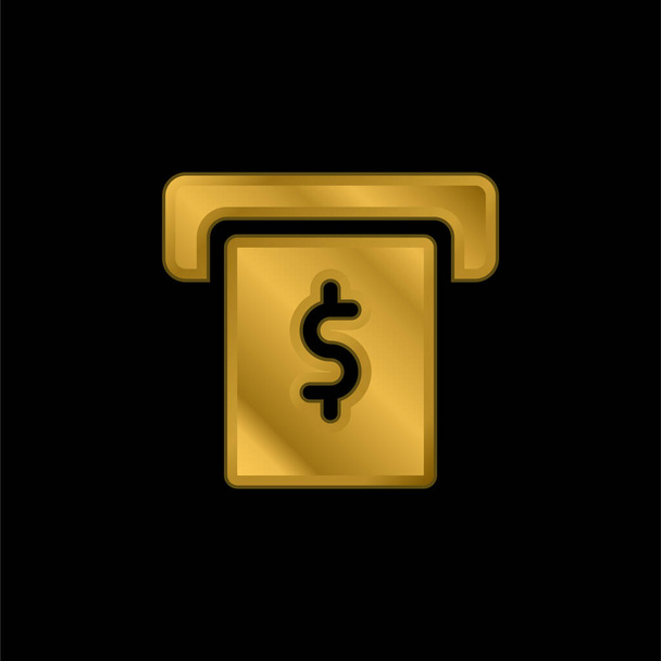 Złoty wektor metalicznej ikony ATM lub logo - Wektor, obraz