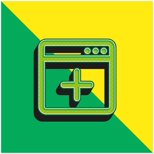 Προσθήκη παραθύρου Πράσινο και κίτρινο σύγχρονο λογότυπο 3d διάνυσμα εικονίδιο - Διάνυσμα, εικόνα