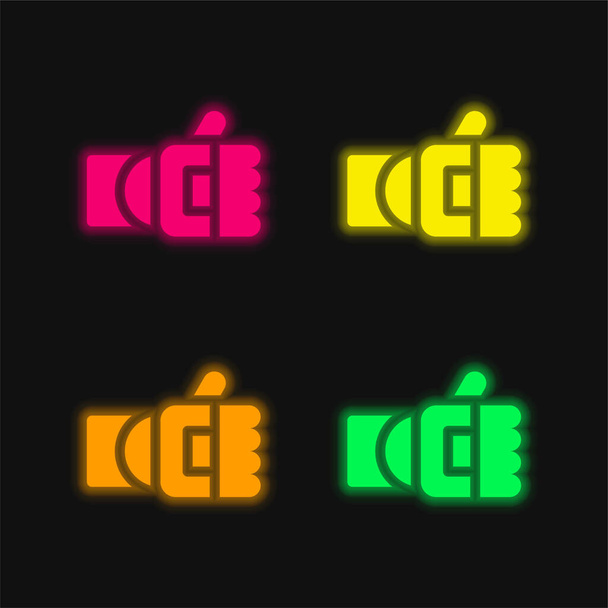 Bionic Arm four color glowing neon vector icon - Vector, Image