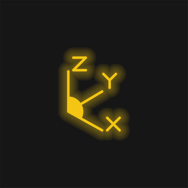 Icône néon jaune brillant de l'axe - Vecteur, image